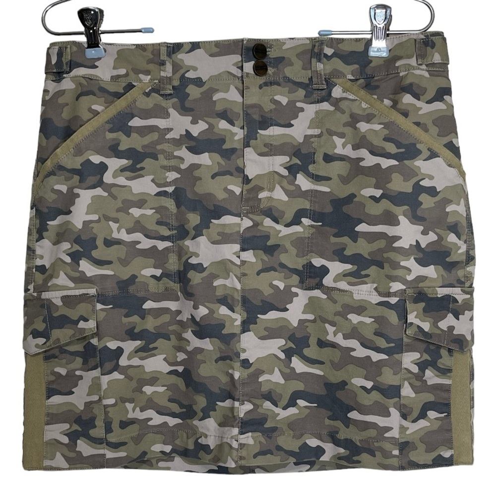 Black Dog Camo Skirt Straight Lightweight Cotton Camouflage Cargo Pockets Size S